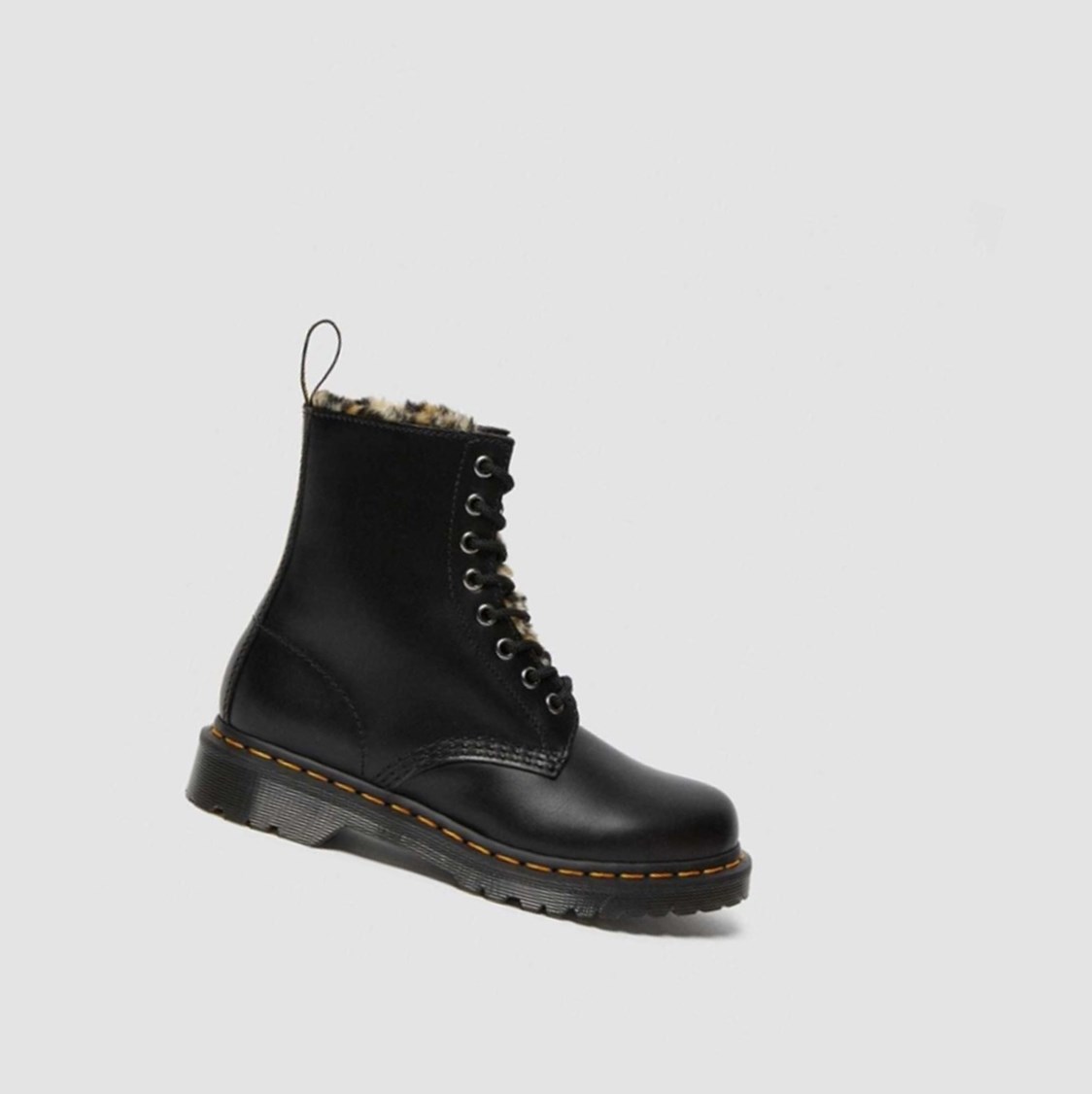 Dr Martens 1460 Serena Leopard Faux Fur Női Bakancs Sötétszürke Barna Fekete | 018329YKP