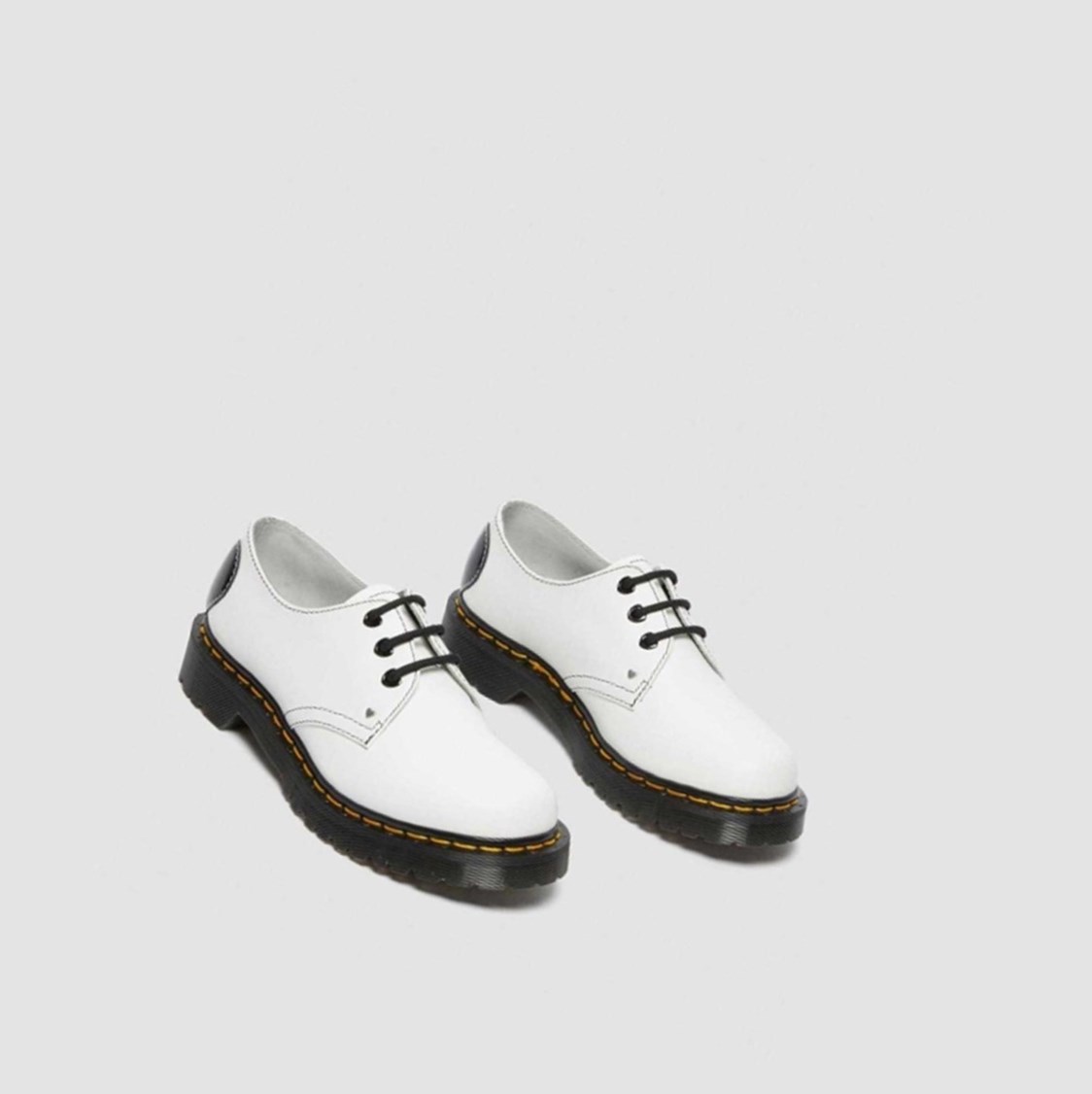 Dr Martens 1461 Hearts Smooth & Lakkbőr Női Oxford Cipő Fehér Fekete | 725043WDJ