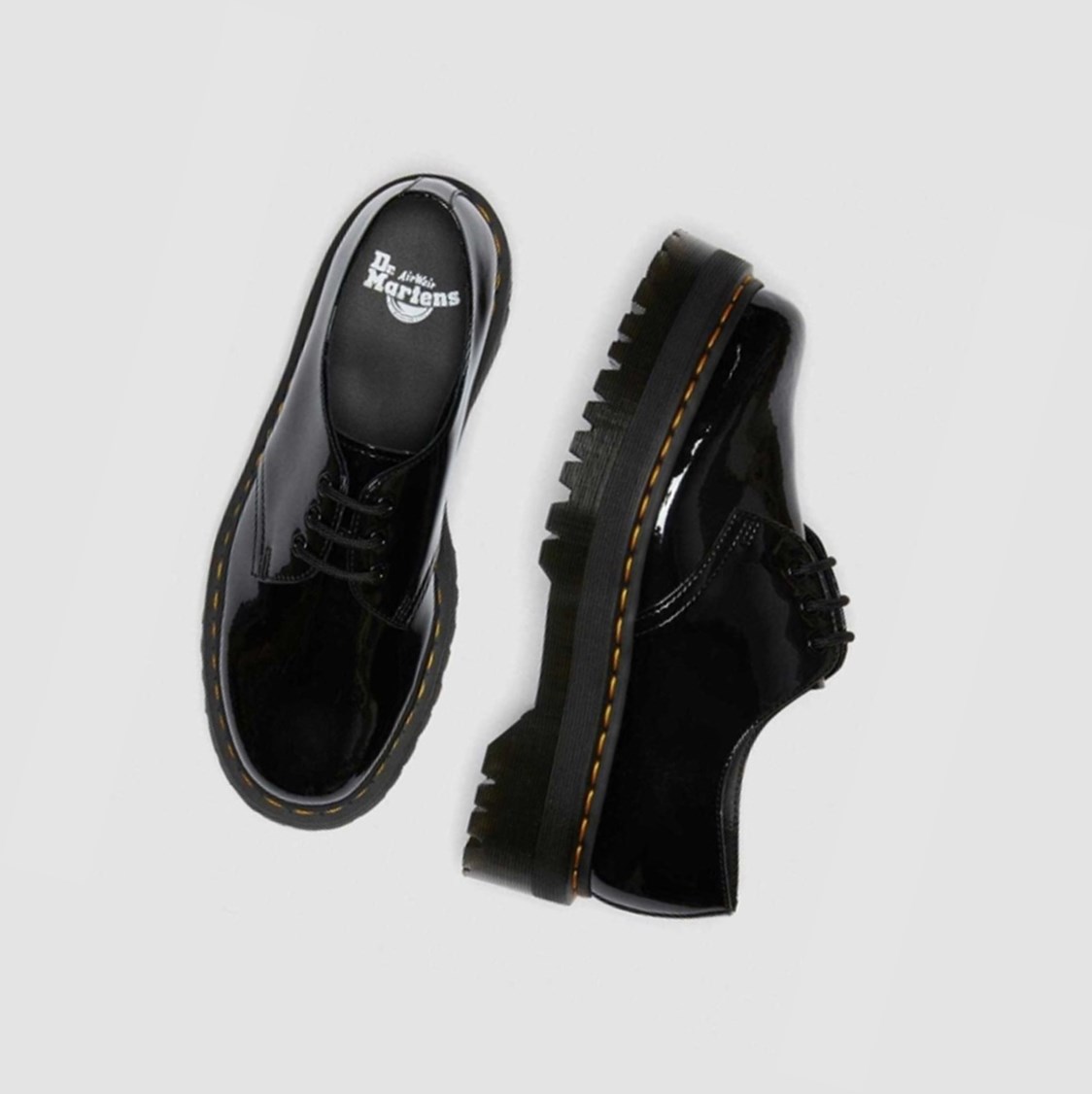 Dr Martens 1461 Lakkbőr Platform Férfi Oxford Cipő Fekete | 431089JBD