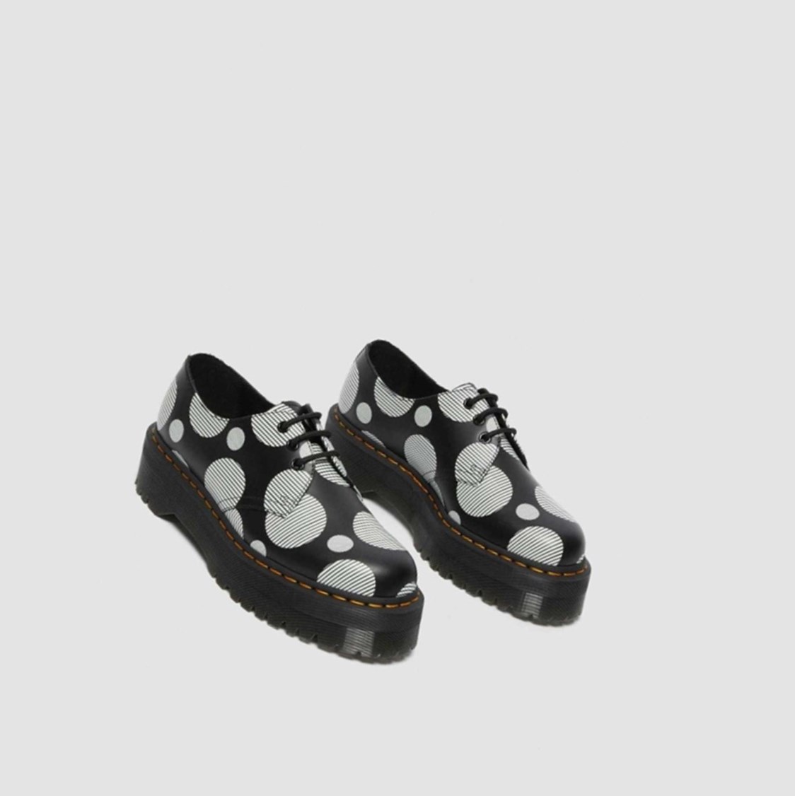 Dr Martens 1461 Polka Dot Smooth Férfi Platform Bakancs Fekete | 432861AXV