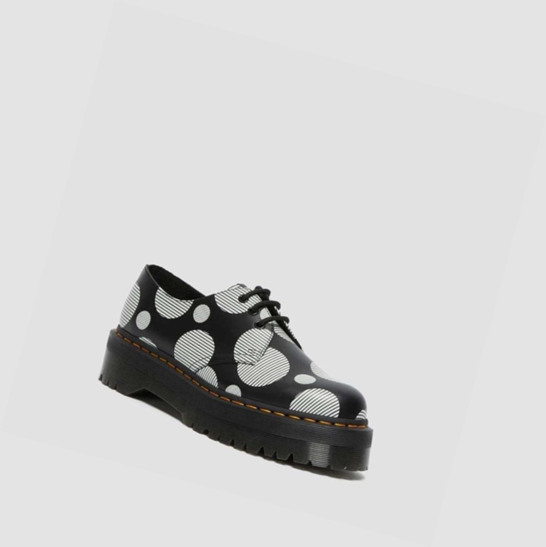 Dr Martens 1461 Polka Dot Smooth Férfi Platform Bakancs Fekete | 432861AXV