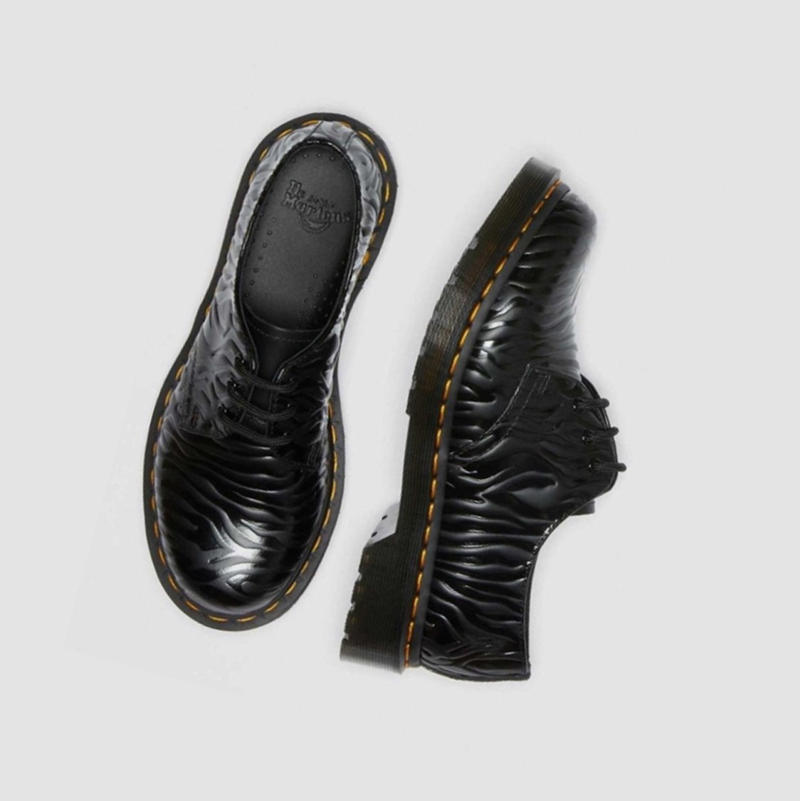 Dr Martens 1461 Zebra Emboss Smooth Női Oxford Cipő Fekete | 265703EBT