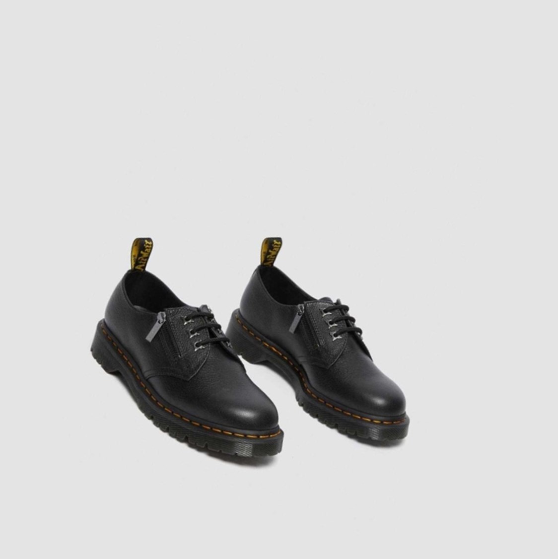 Dr Martens 1461 Zip Tumbled Férfi Oxford Cipő Fekete | 708139QRY