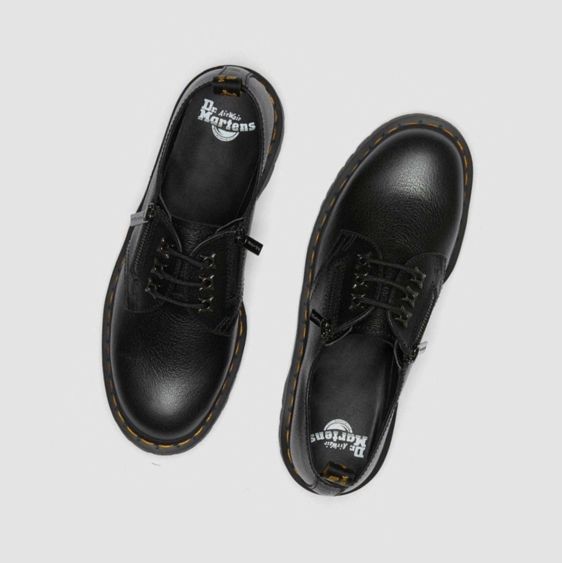 Dr Martens 1461 Zip Tumbled Férfi Oxford Cipő Fekete | 708139QRY