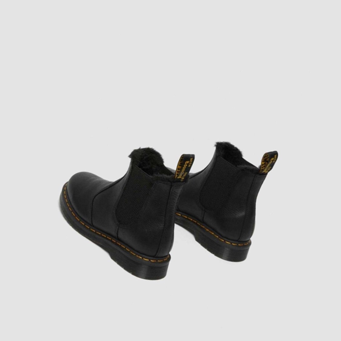 Dr Martens 2976 Faux Fur Bélelt Férfi Chelsea Bakancs Fekete | 041687XAQ