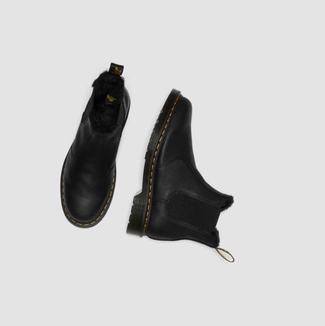 Dr Martens 2976 Faux Fur Bélelt Férfi Chelsea Bakancs Fekete | 041687XAQ