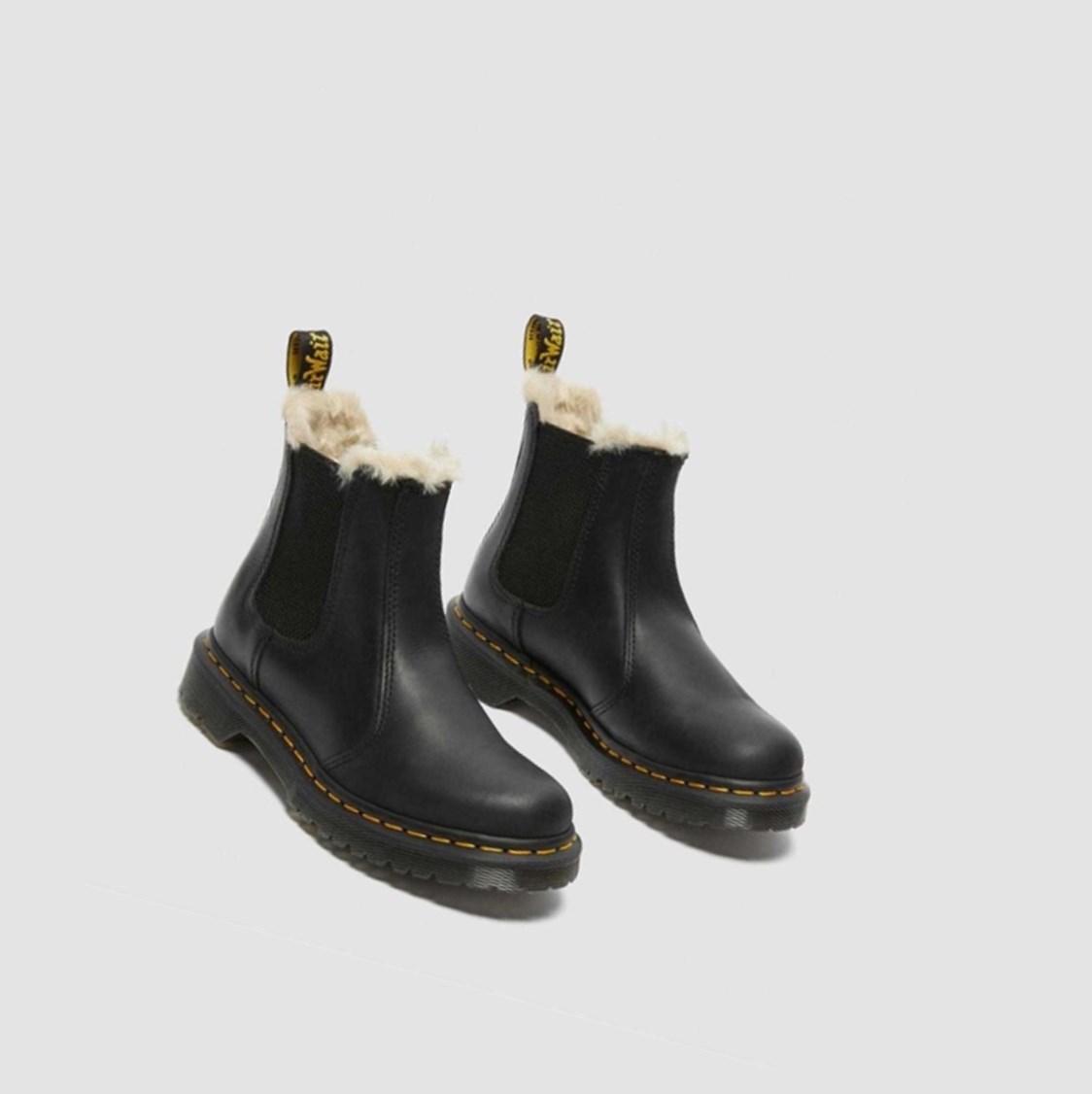 Dr Martens 2976 Faux Fur Bélelt Női Chelsea Bakancs Fekete | 024895XPW