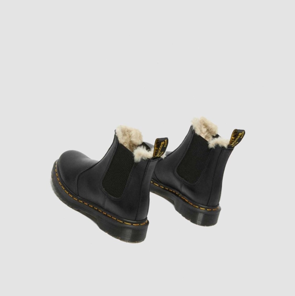 Dr Martens 2976 Faux Fur Bélelt Női Chelsea Bakancs Fekete | 024895XPW