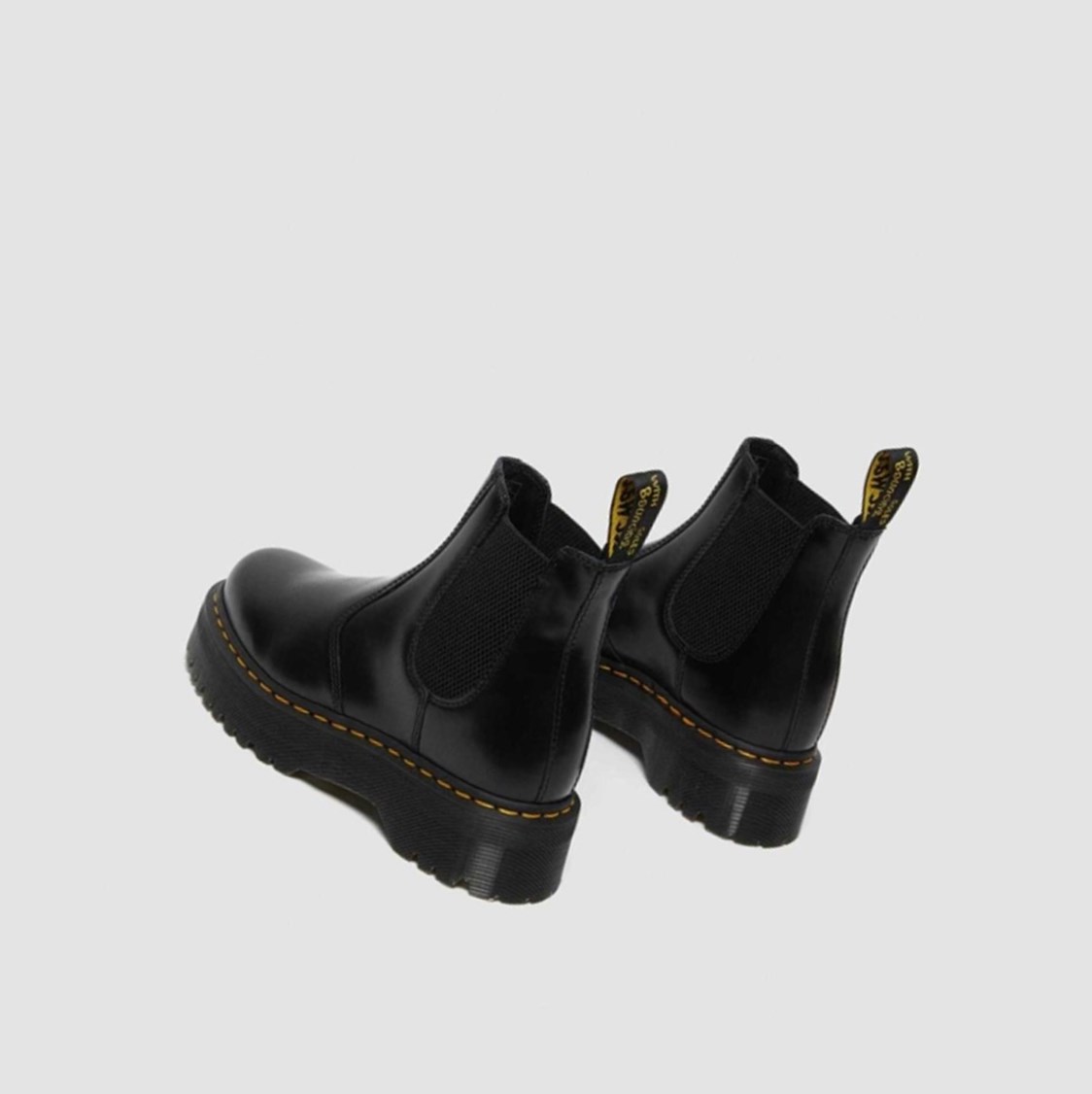 Dr Martens 2976 Polished Smooth Platform Női Chelsea Bakancs Fekete | 583021LOA