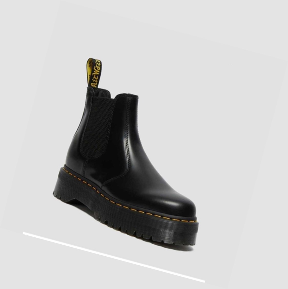 Dr Martens 2976 Polished Smooth Platform Női Chelsea Bakancs Fekete | 583021LOA