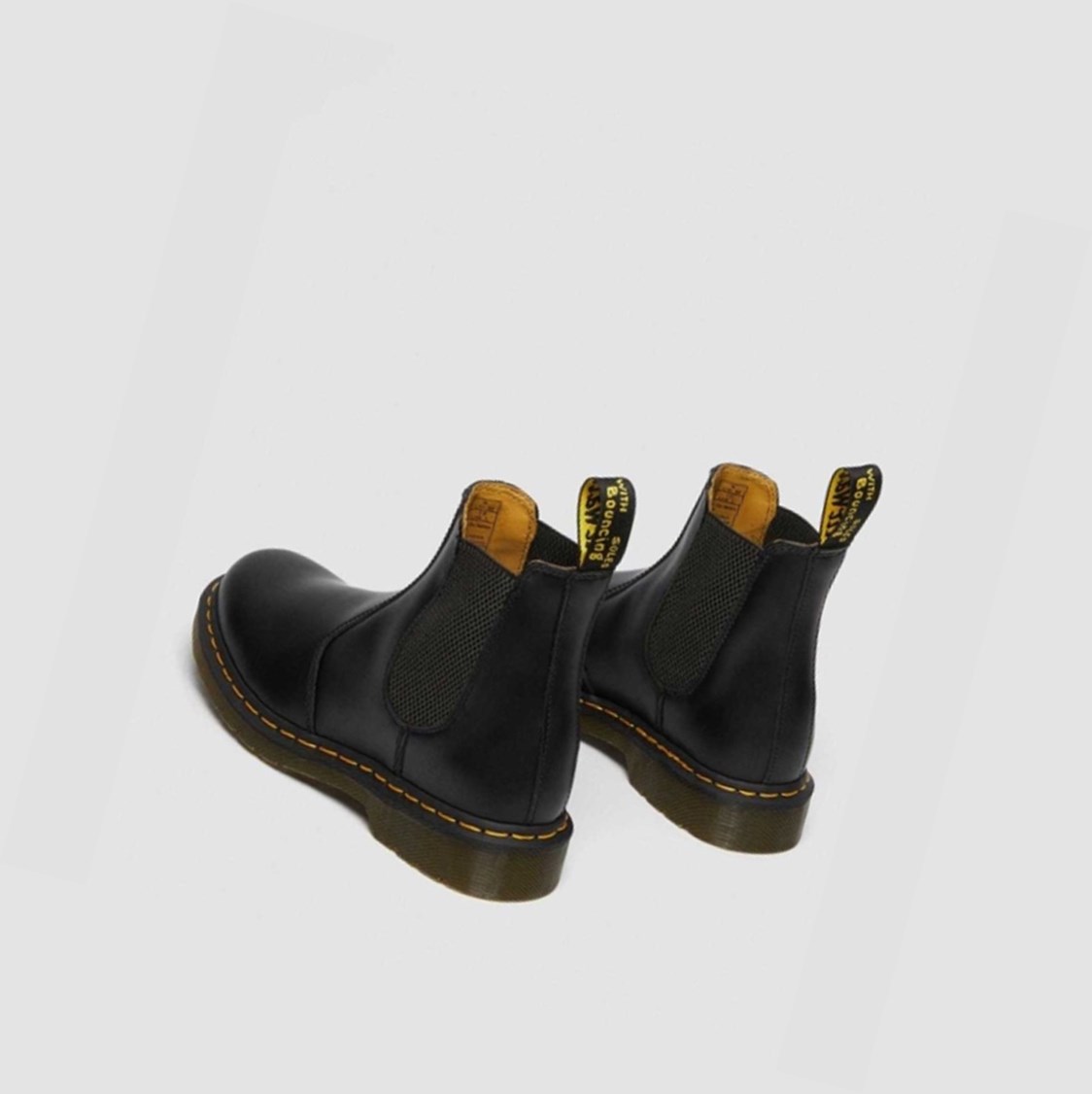 Dr Martens 2976 Yellow Stitch Smooth Férfi Chelsea Bakancs Fekete | 795184CRP