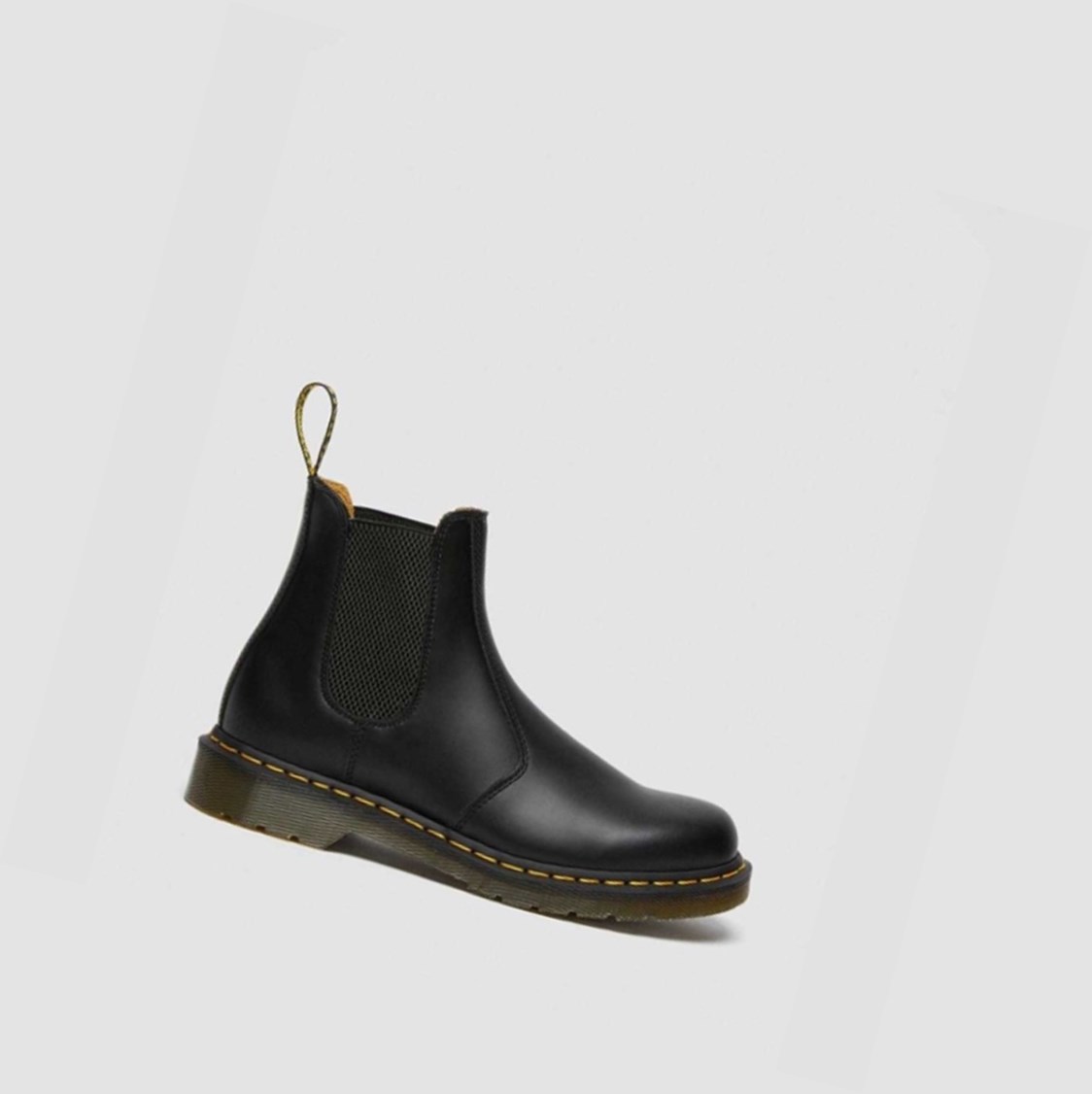 Dr Martens 2976 Yellow Stitch Smooth Férfi Chelsea Bakancs Fekete | 795184CRP