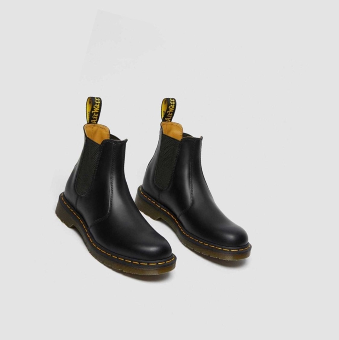 Dr Martens 2976 Yellow Stitch Smooth Férfi Chelsea Bakancs Fekete | 795184CRP