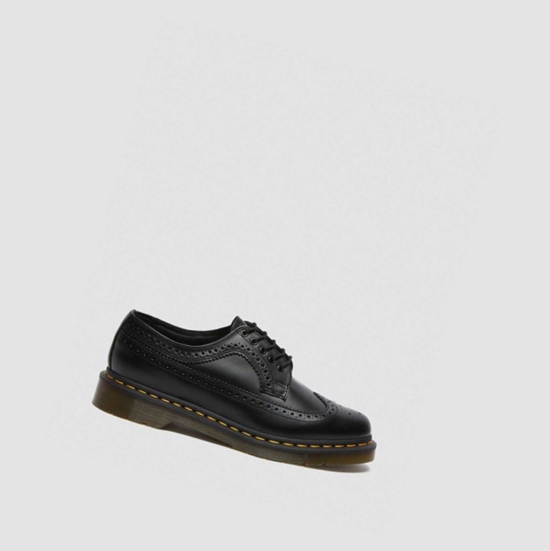 Dr Martens 3989 Yellow Stitch Smooth Férfi Brogue Cipők Fekete | 350692ALV