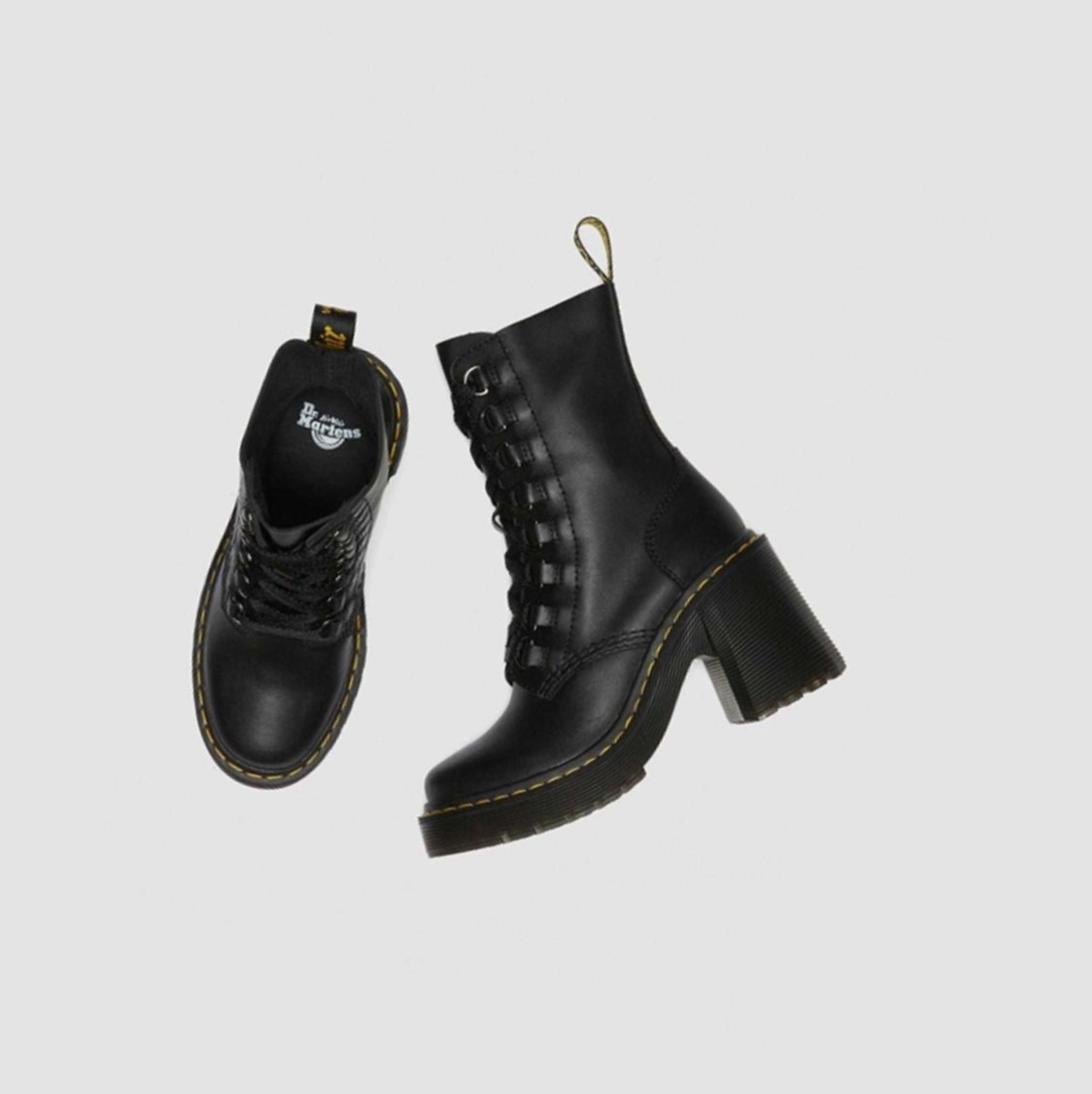 Dr Martens Chesney Flared Heel Női Fűzős Bakancs Fekete | 630514HUL