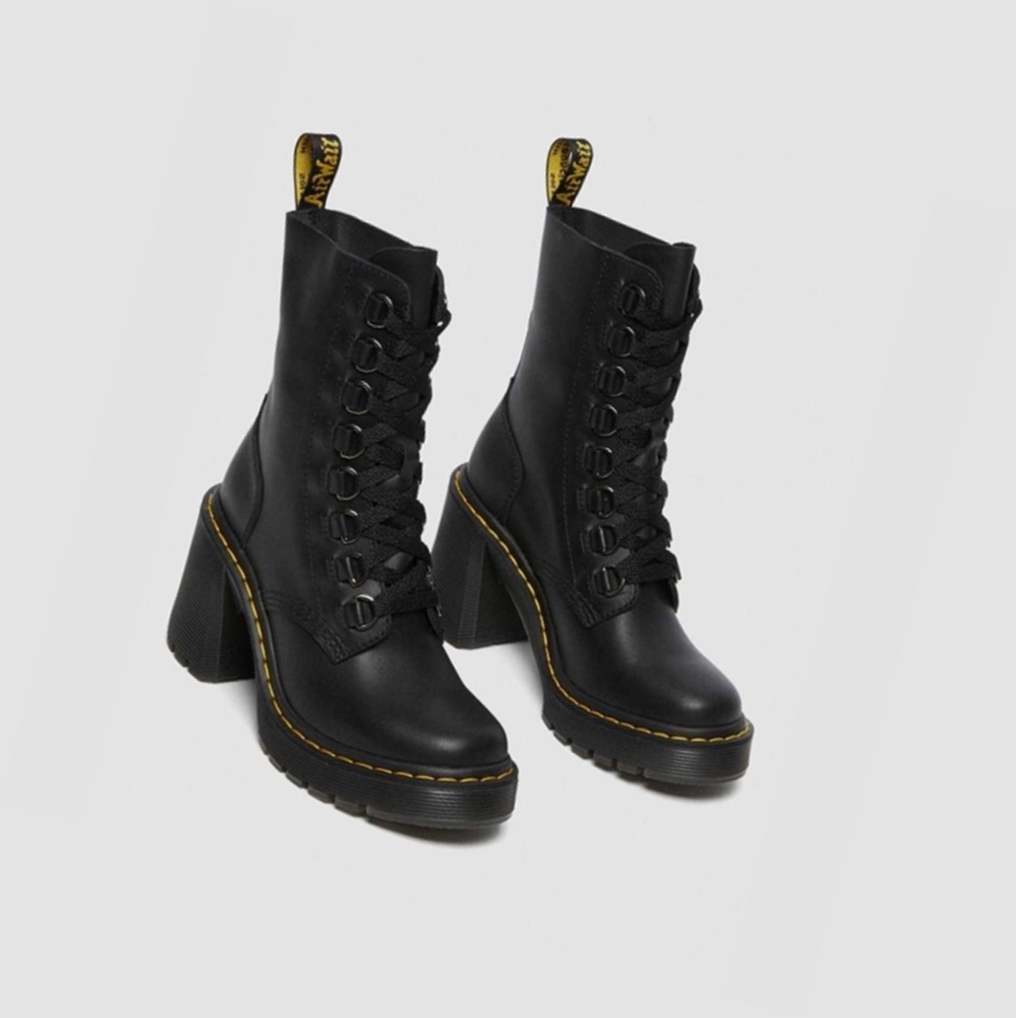 Dr Martens Chesney Flared Heel Női Fűzős Bakancs Fekete | 630514HUL