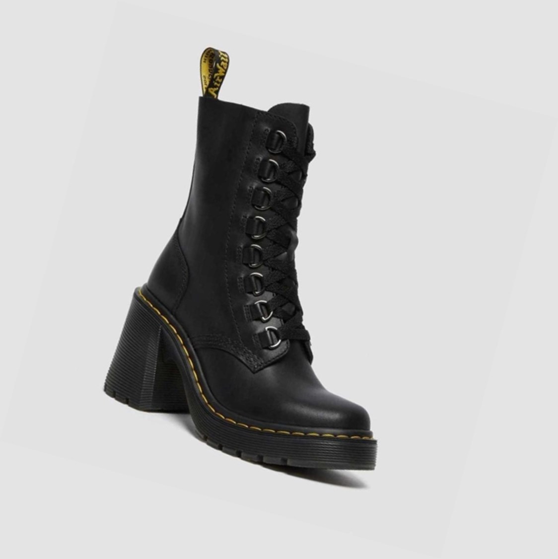 Dr Martens Chesney Flared Heel Női Fűzős Bakancs Fekete | 630514HUL