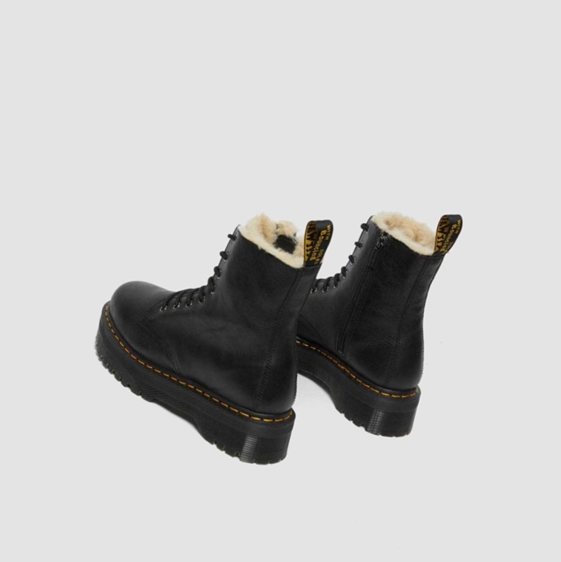 Dr Martens Jadon Faux Fur Bélelt Platform Női Platform Bakancs Fekete | 071834PBR