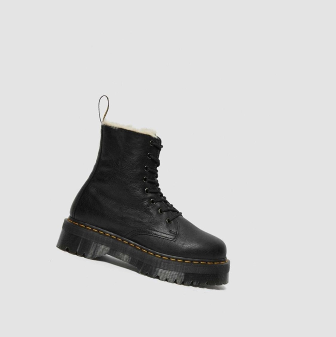 Dr Martens Jadon Faux Fur Bélelt Platform Női Platform Bakancs Fekete | 071834PBR