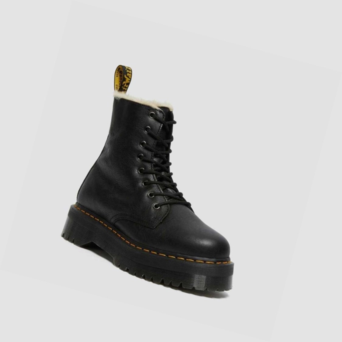 Dr Martens Jadon Faux Fur Bélelt Platform Női Platform Bakancs Fekete | 071834PBR