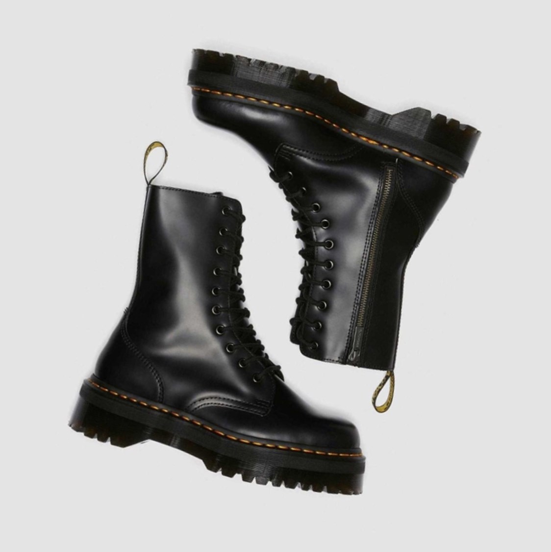 Dr Martens Jadon Hi Smooth Férfi Platform Bakancs Fekete | 417625YNG