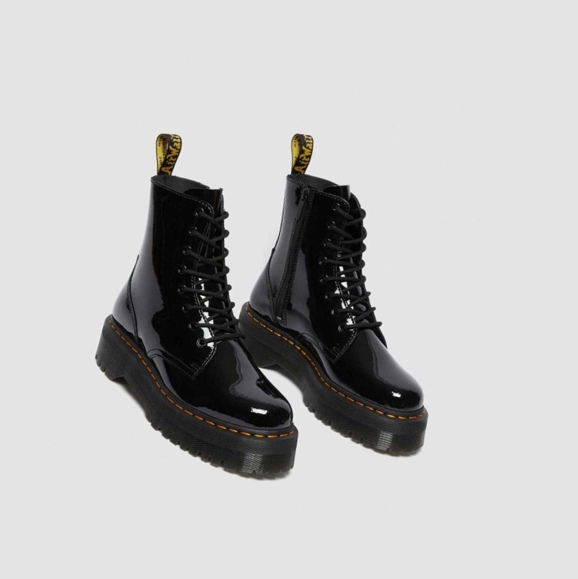 Dr Martens Jadon Lakkbőr Férfi Platform Bakancs Fekete | 102798RQE