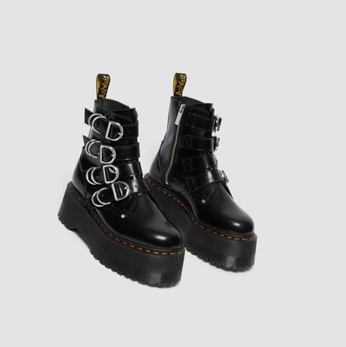 Dr Martens Jadon Max Hardware Női Platform Bakancs Fekete | 657193SME