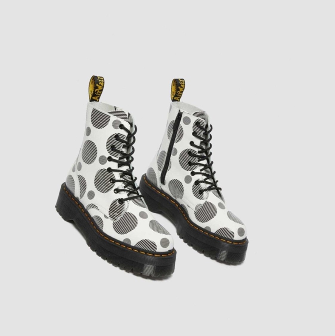 Dr Martens Jadon Polka Dot Smooth Férfi Platform Bakancs Fehér | 728903PUM