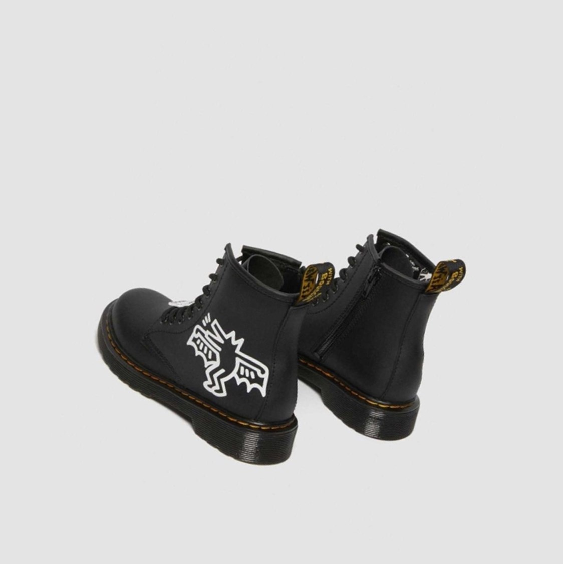 Dr Martens Keith Haring 1460 Junior Gyerek Fűzős Bakancs Fekete Fehér | 635208ZQU