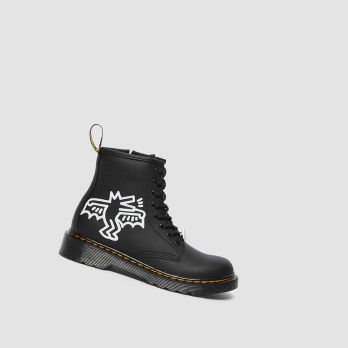 Dr Martens Keith Haring 1460 Junior Gyerek Fűzős Bakancs Fekete Fehér | 635208ZQU