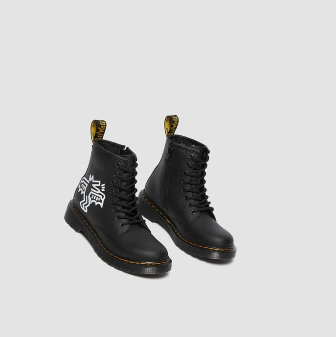 Dr Martens Keith Haring 1460 Junior Gyerek Fűzős Bakancs Fekete Fehér | 635208ZQU