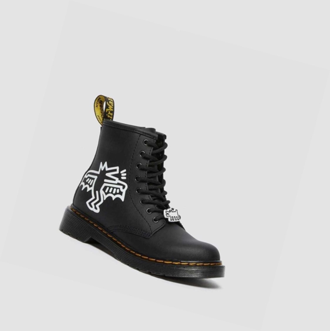 Dr Martens Keith Haring 1460 Junior Gyerek Fűzős Bakancs Fekete Fehér | 635208ZQU