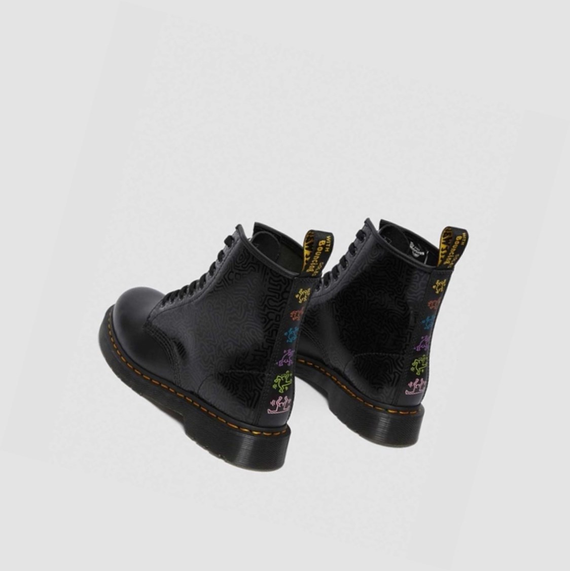 Dr Martens Keith Haring 1460 Smooth Férfi Fűzős Bakancs Fekete Színes | 583760PEV