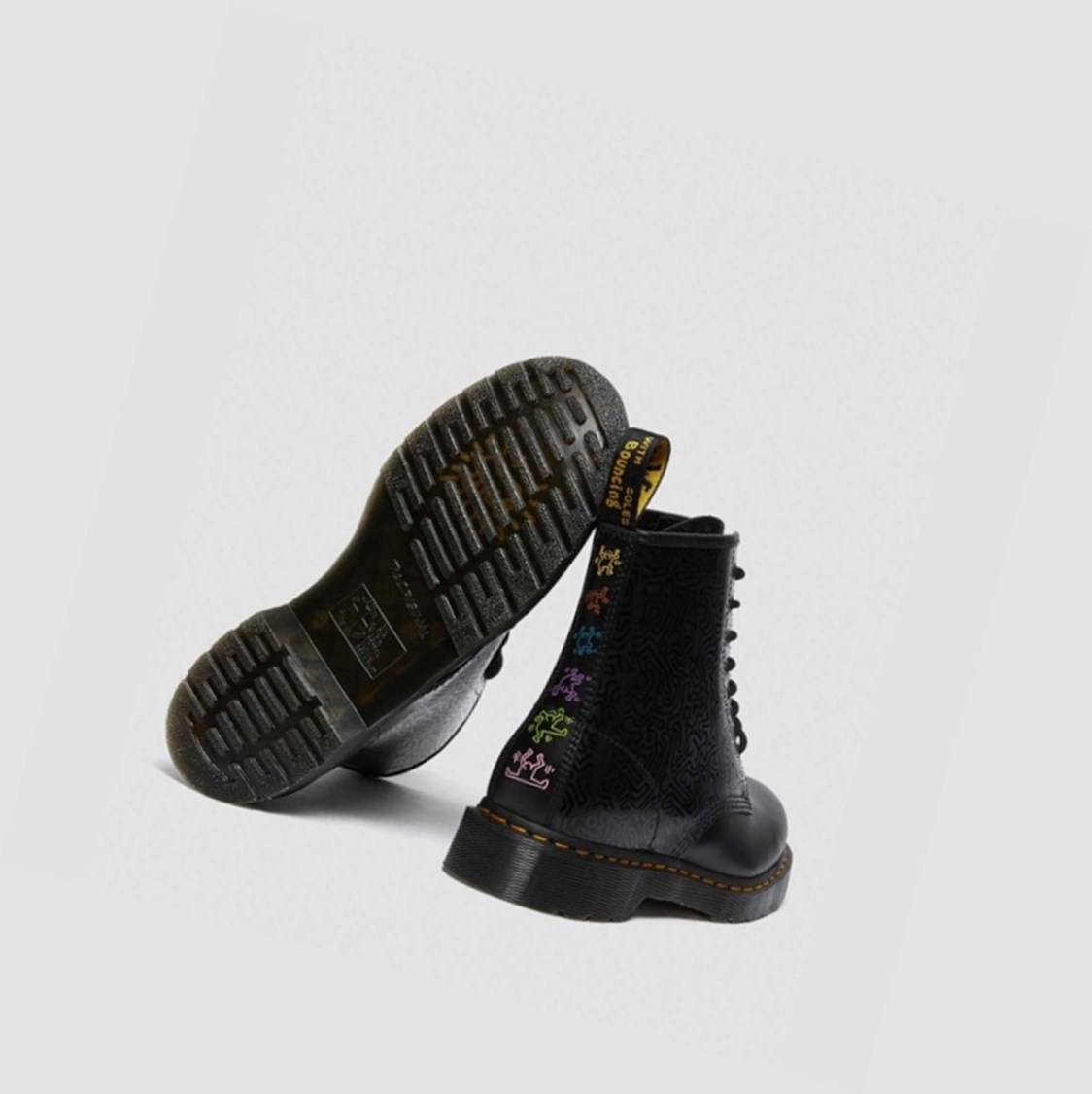 Dr Martens Keith Haring 1460 Smooth Férfi Fűzős Bakancs Fekete Színes | 583760PEV