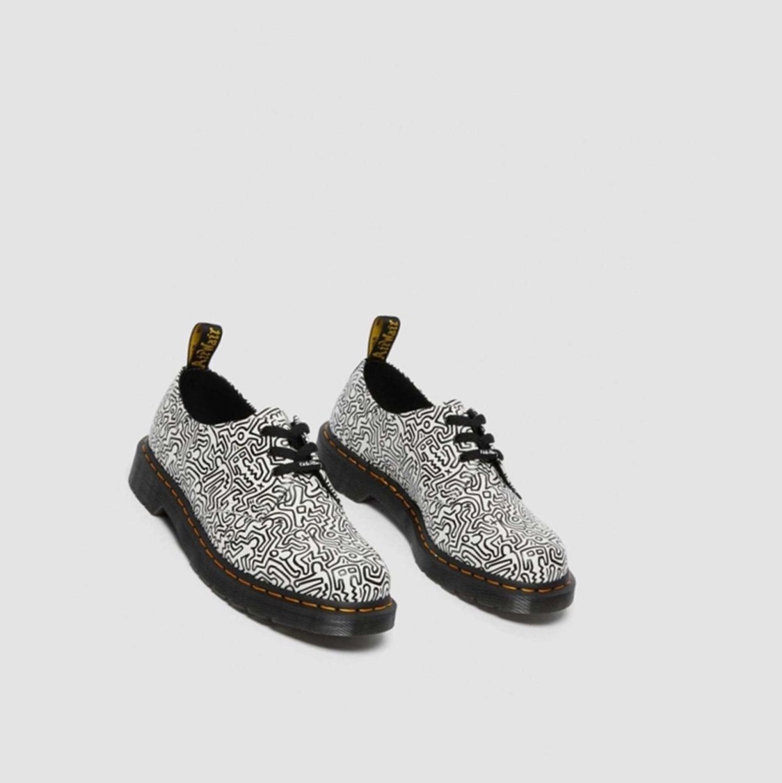 Dr Martens Keith Haring 1461 Printed Férfi Oxford Cipő Fekete Fehér | 504637JHT