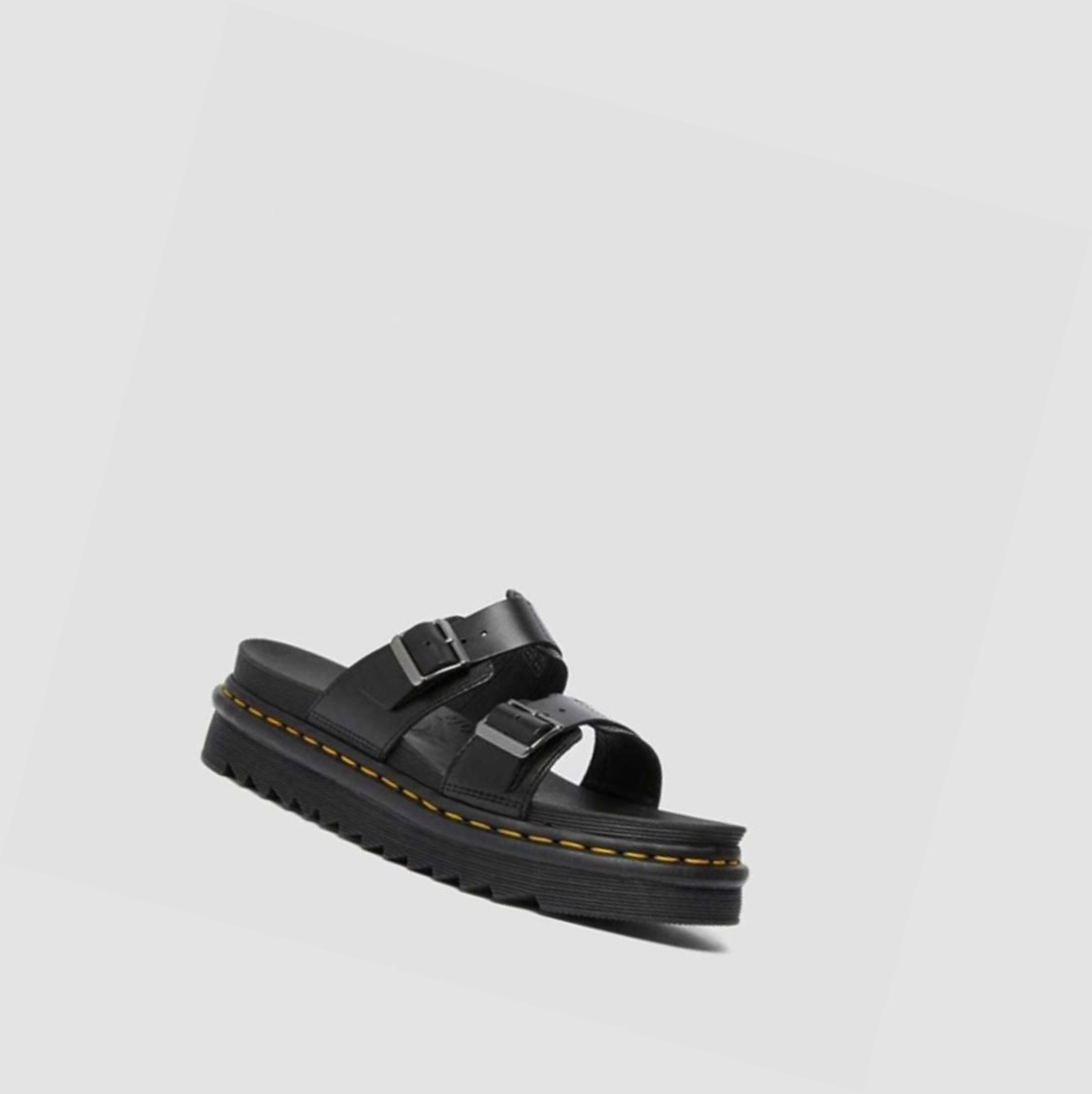 Dr Martens Myles Brando Csatos Női Slide Szandálok Fekete | 649528NIU