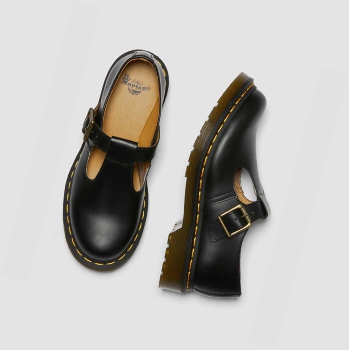 Dr Martens Polley Smooth Női Mary Jane Cipő Fekete | 795481TAU