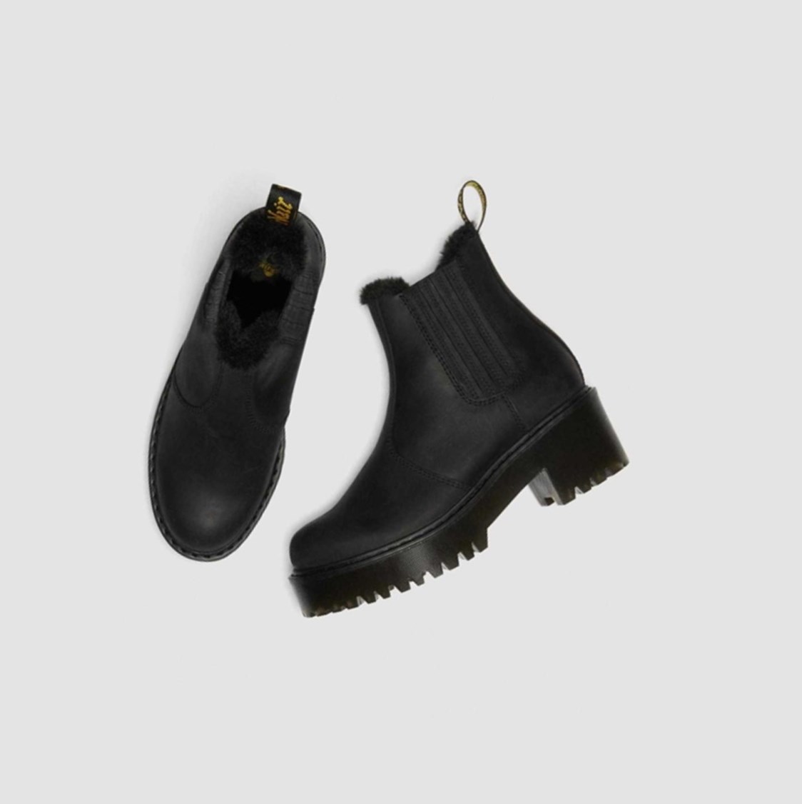 Dr Martens Rometty Faux Fur Női Chelsea Bakancs Fekete | 831526ODG