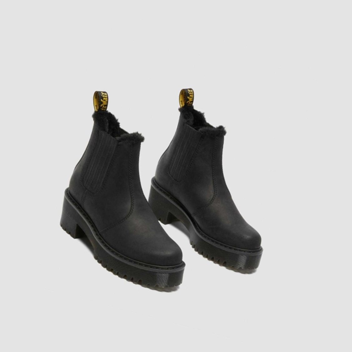 Dr Martens Rometty Faux Fur Női Chelsea Bakancs Fekete | 831526ODG