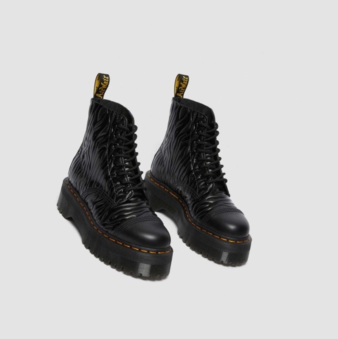 Dr Martens Sinclair Zebra Emboss Smooth Női Platform Bakancs Fekete | 273956WRJ