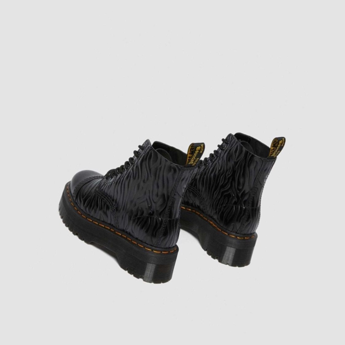 Dr Martens Sinclair Zebra Emboss Smooth Női Platform Bakancs Fekete | 273956WRJ