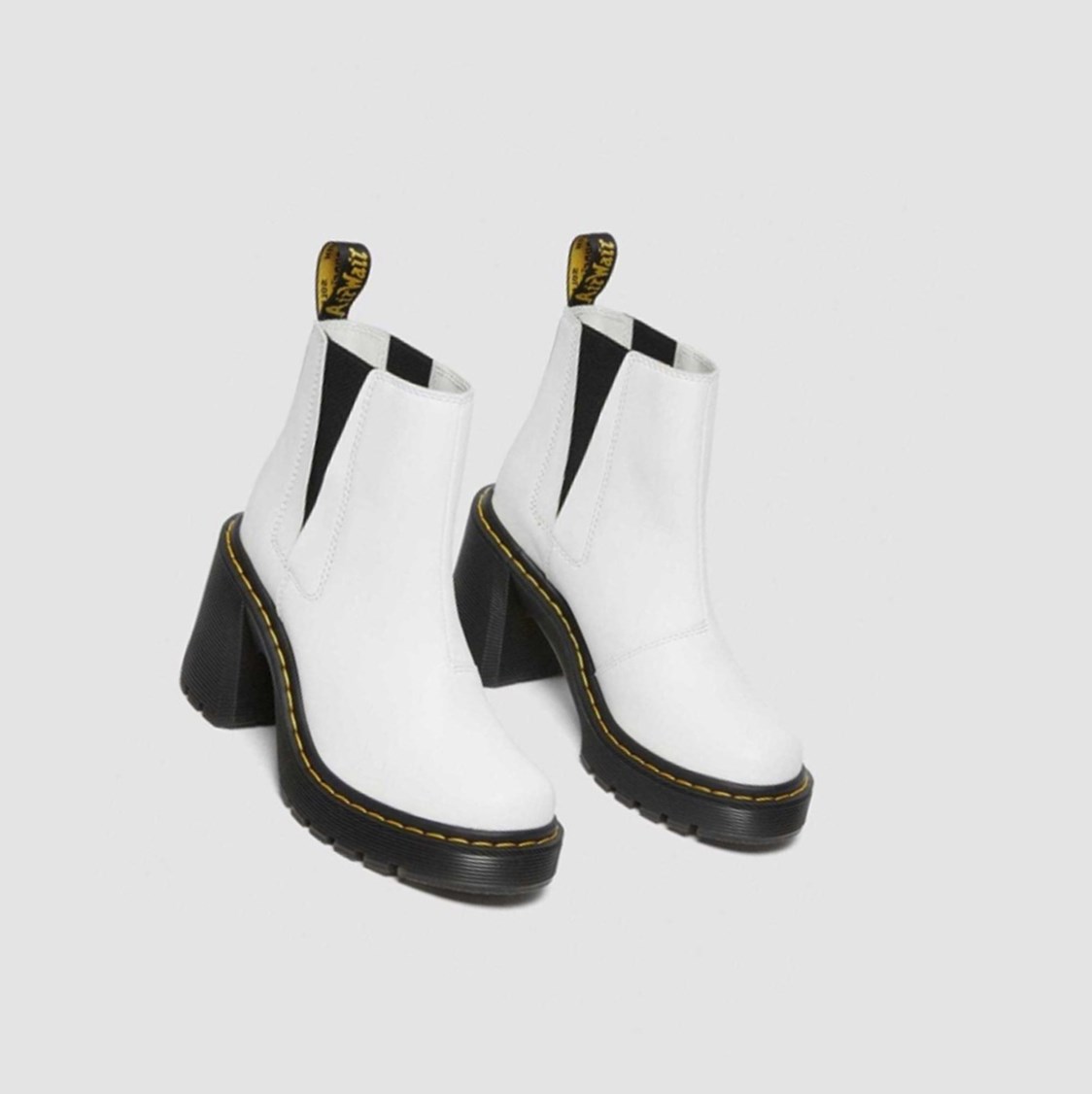 Dr Martens Spence Flared Heel Női Chelsea Bakancs Fehér | 103942XZT