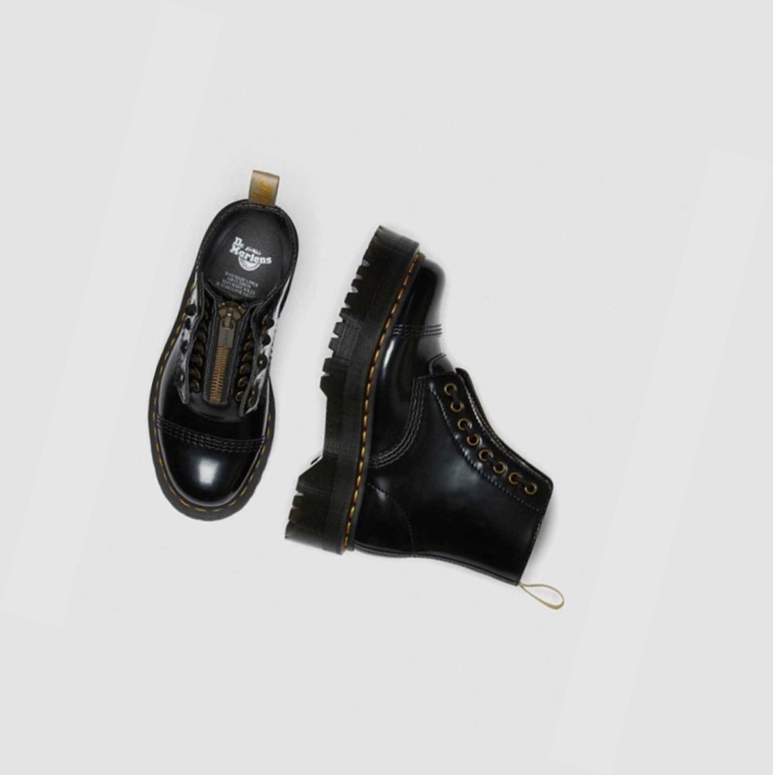 Dr Martens Vegán Sinclair Platform Női Platform Bakancs Fekete | 826945BMP