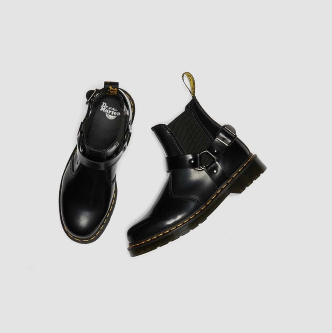 Dr Martens Wincox Smooth Férfi Csatos Csizmák Fekete | 418637KNZ